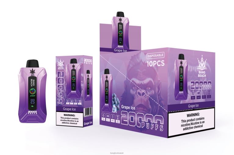 Bang Box Vape Flavors 048Z610 جليد العنب | Bang Beach 20000 سحبة فيب شاشة سمارت