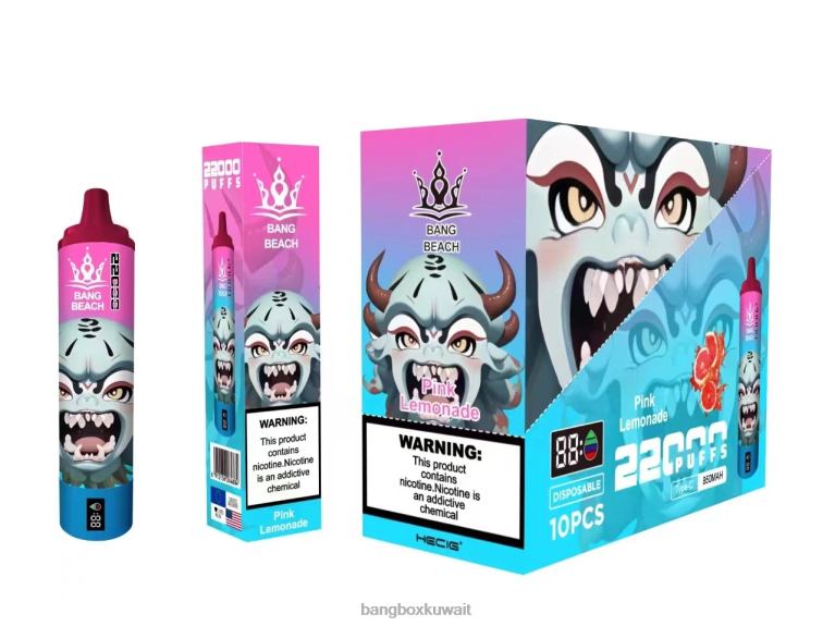 Bang Box Vape Flavors 048Z615 عصير الليمون الوردي | Bang Beach شاشة سمارت 22000 نفخة