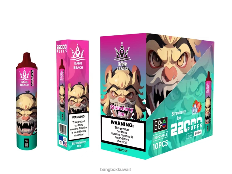 Bang Box Vape Flavors 048Z620 جليد الفراولة | Bang Beach شاشة سمارت 22000 نفخة