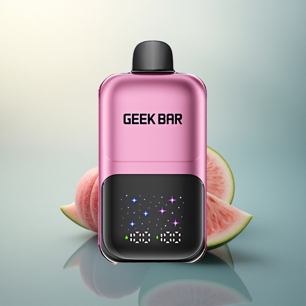 GEEK BAR 2GO 20ml 50000 Puffs الخوخ والبطيخ بشاشة كبيرة قابلة للتعديل وسعة 20 مل مع نيكوتين 5٪