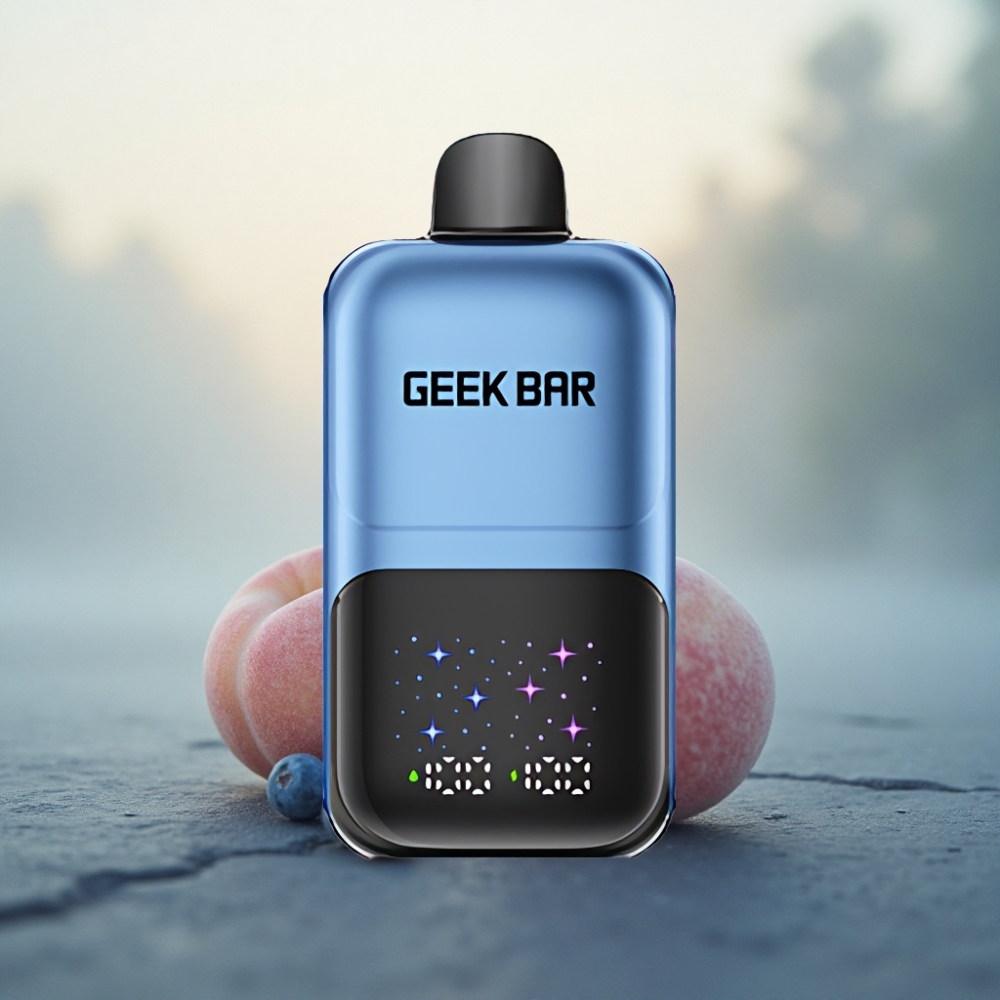 GEEK BAR 2GO 20ml 50000 Puffs الخوخ والتوت بشاشة تفاعلية وبطارية قابلة للشحن