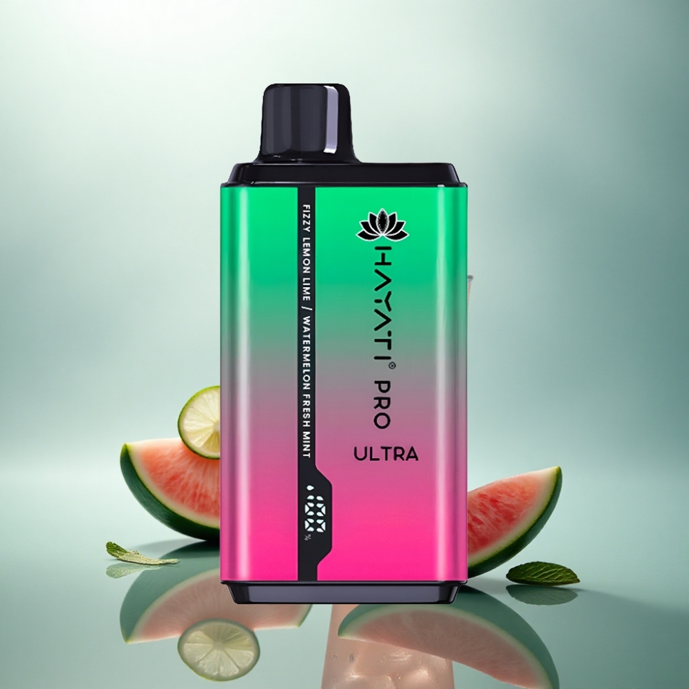 Hayati Pro Ultra 15000 Puffs فريش مينت بطعم البطيخ والليمون الفوار مع نيكوتين 2% و 850 مللي أمبير