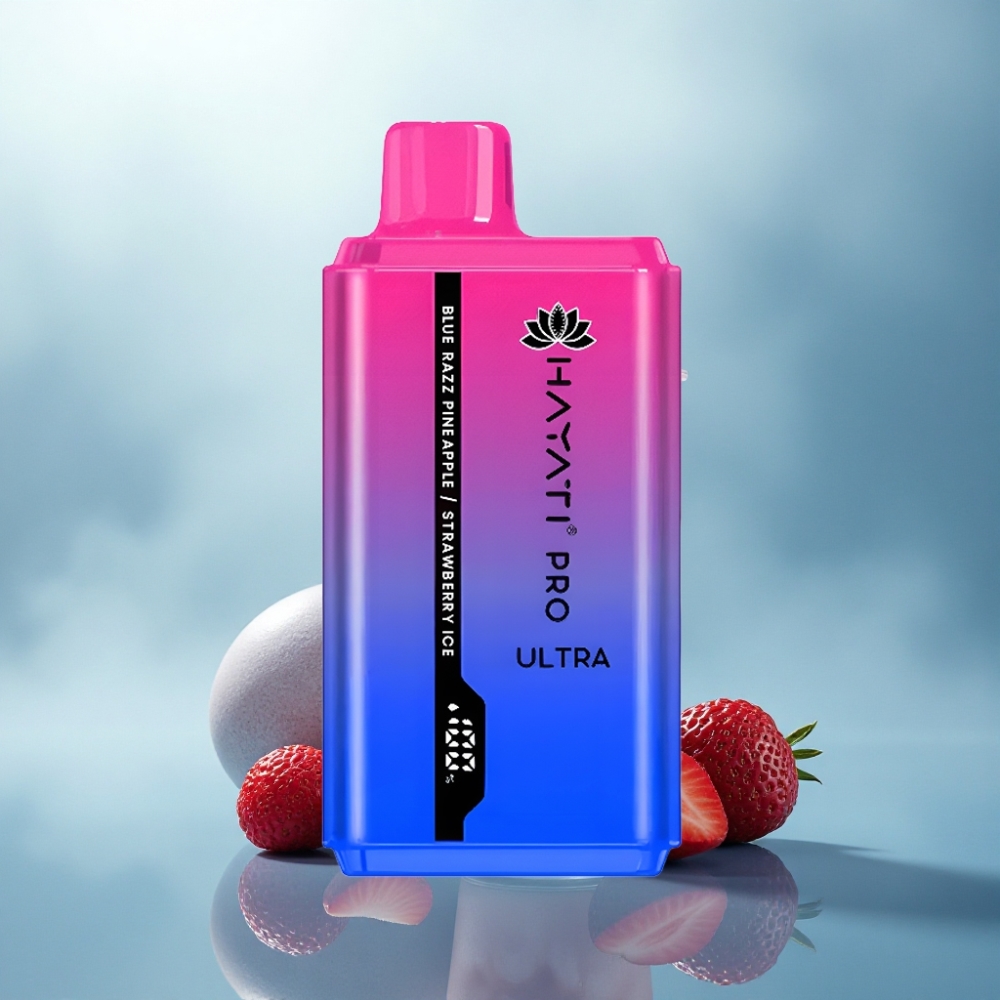 Hayati Pro Ultra 15000 Puffs العنب الأزرق والأناناس والفراولة مثلج مع 2% نيكوتين و 850 مللي أمبير ساعة