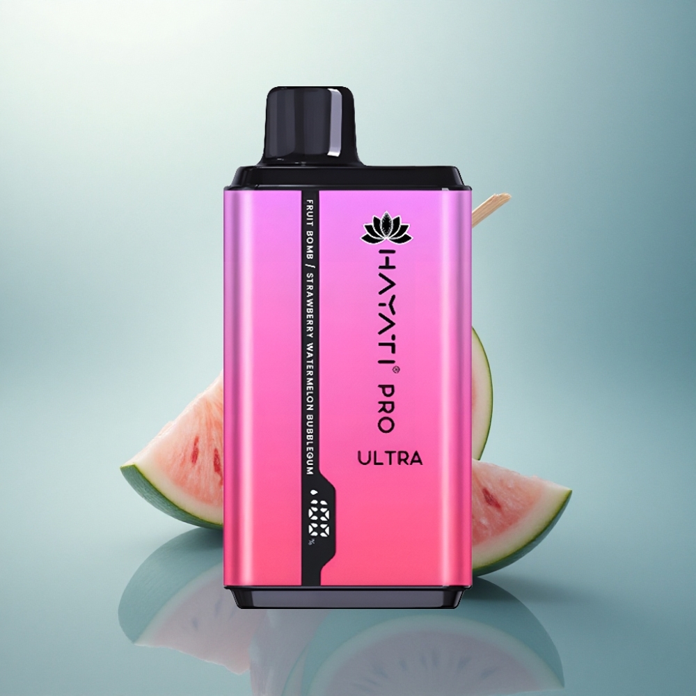 Hayati Pro Ultra 15000 Puffs فاكهة الانفجار عصير البطيخ - علكة فقاعية (850mAh ، 12مل)