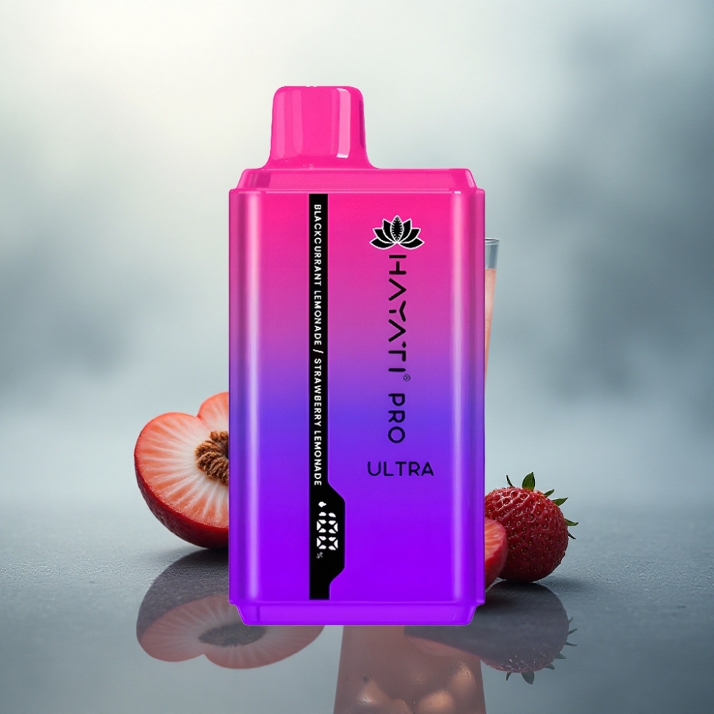 Hayati Pro Ultra 15000 Puffs عصير الليمون بالكشمش الأسود وعصير الليمون بالفراولة مع 850mAh و2% نيكوتين
