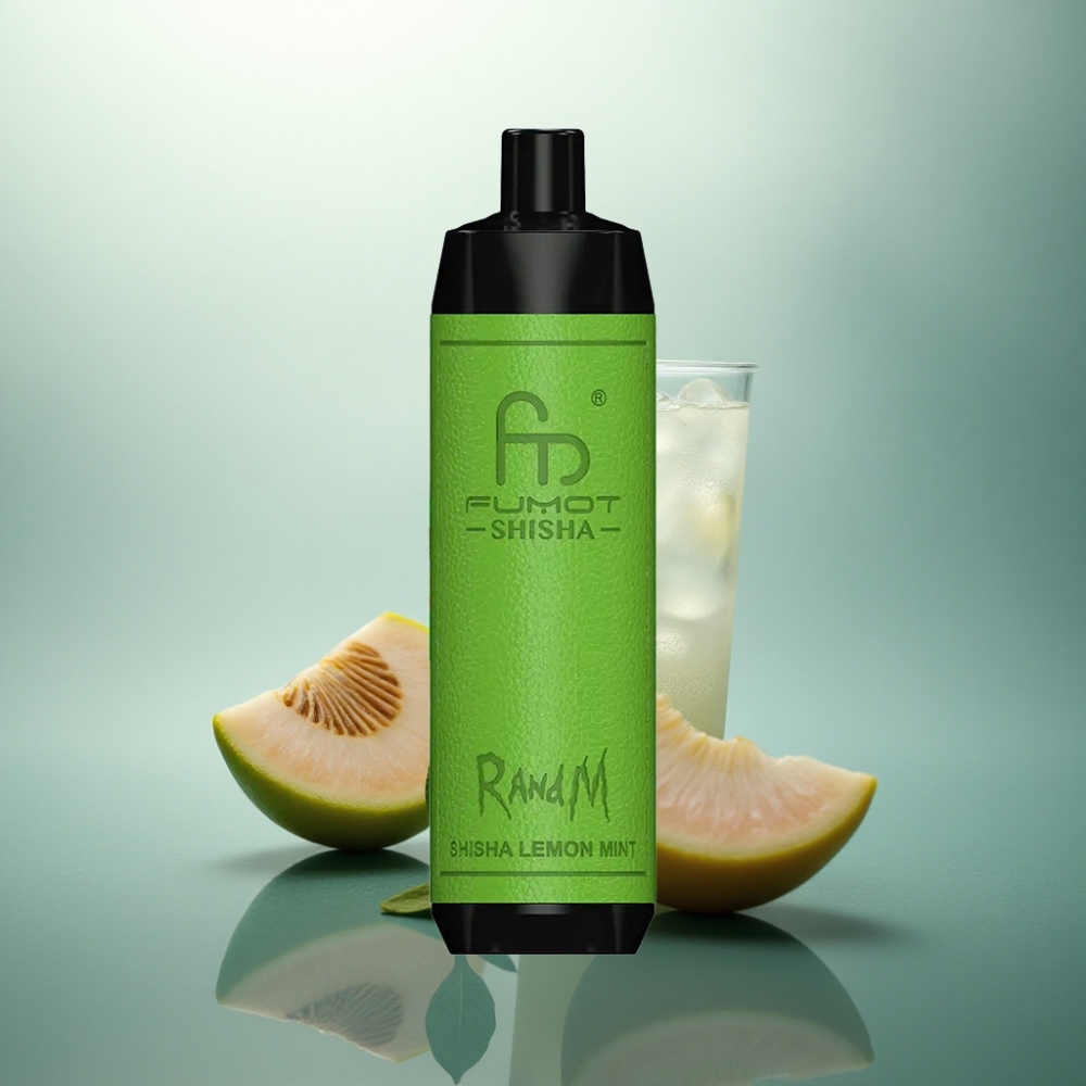 RandM Fumot Shisha 10000 Puffs شيشة ليمون بالنعناع مع بطارية 850 مللي أمبير ونيكوتين 0.5٪