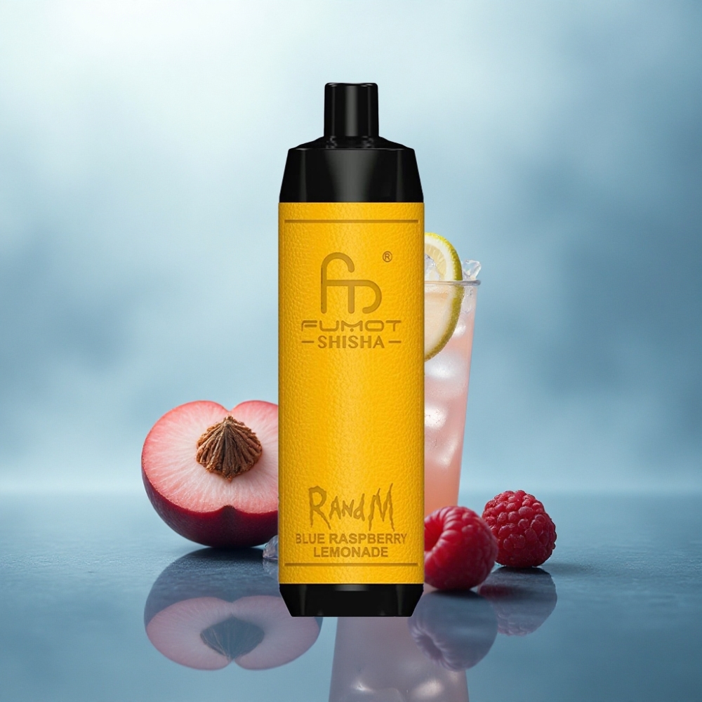 RandM Fumot Shisha 10000 Puffs عصير الليمون بالتوت الأزرق مع بطارية 850 ملي أمبير وشبكة 0.6 أوم