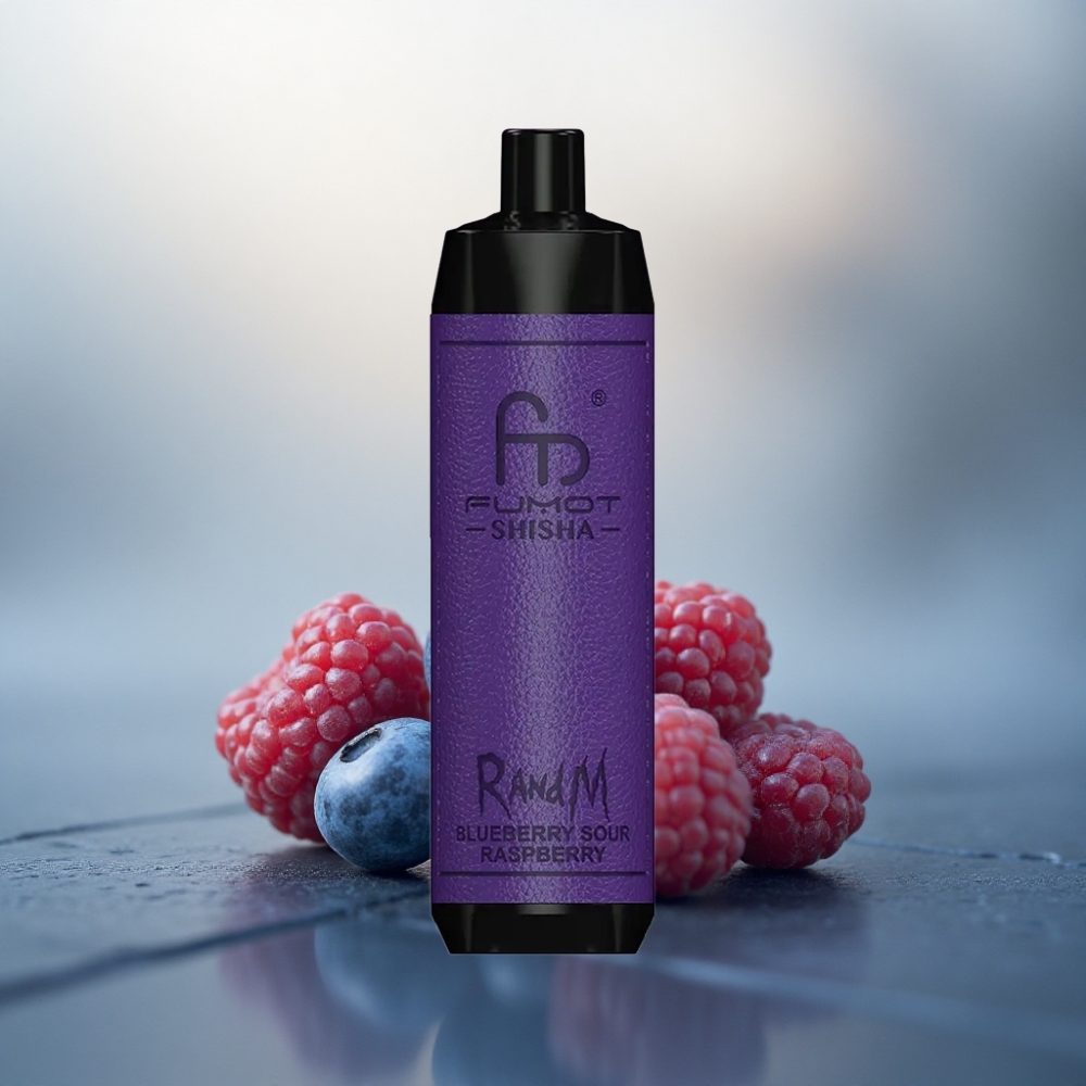 RandM Fumot Shisha 10000 Puffs العليق الحامض التوت مع مؤشر LED و 0.5% نيكوتين
