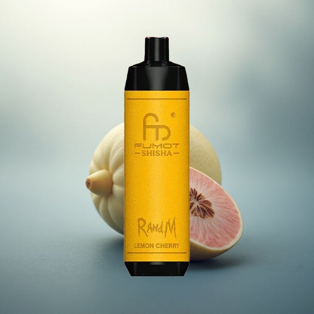 RandM Fumot Shisha 10000 Puffs ليمون كرزي مع مؤشر LED و 0.5% نيكوتين
