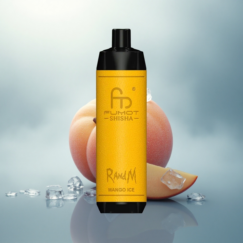 RandM Fumot Shisha 10000 Puffs مانجو آيس مع مؤشر LED و 0.5% نيكوتين