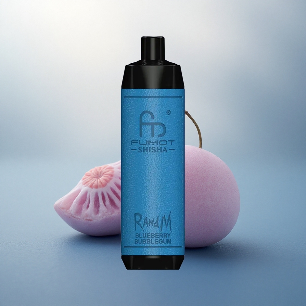 RandM Fumot Shisha 10000 Puffs علكة التوت الأزرق مع مؤشر LED و 0.5% نيكوتين