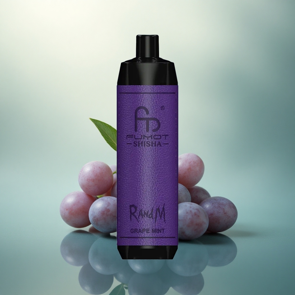 RandM Fumot Shisha 10000 Puffs عنب نعناع مع مؤشر LED و 0.5% نيكوتين