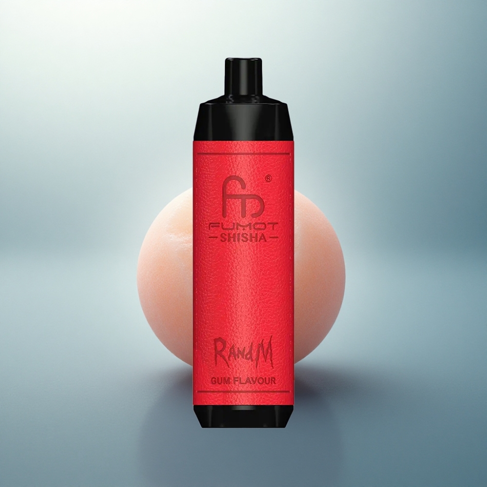 RandM Fumot Shisha 10000 Puffs نكهة العلكة مع مؤشر LED وبطارية 850 ملي أمبير