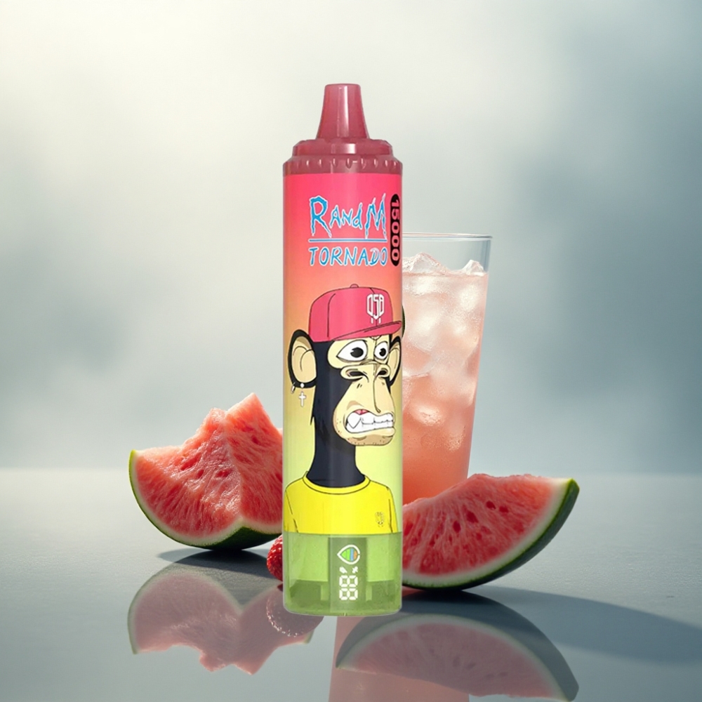 RandM Fumot Tornado 15000 Puffs ليموناد الفراولة البطيخ بشاشة LCD ونسبة نيكوتين 5%