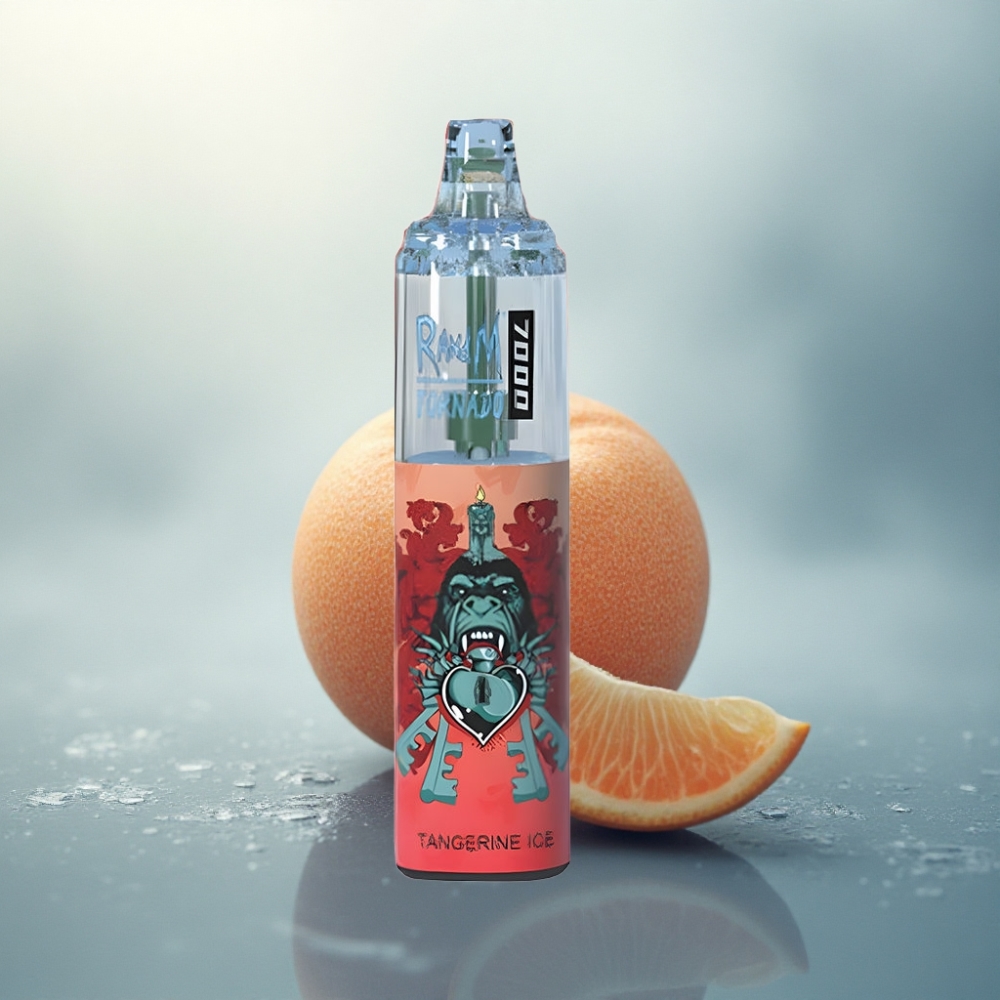 RandM Fumot Tornado 7000 Puffs برتقالي جليدي مع 14 مل عصير وبطارية 850 مللي أمبير