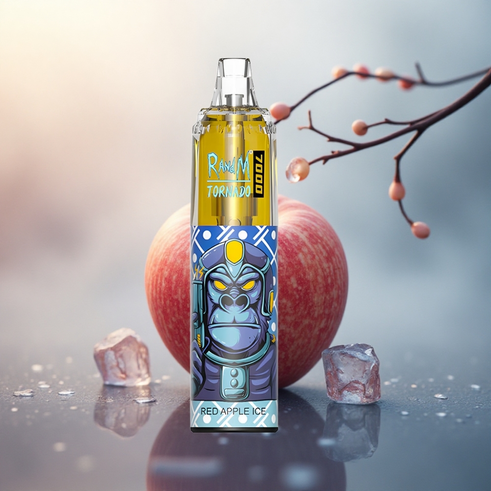 RandM Fumot Tornado 7000 Puffs تفاح أحمر جليدي - 14 مل عصير إلكتروني، 850 مللي أمبير
