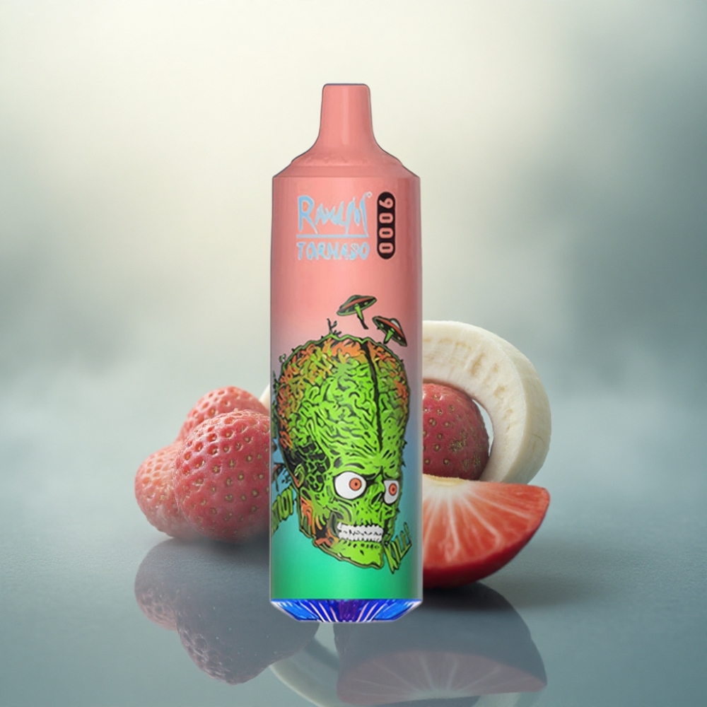 RandM Fumot Tornado 9000 Puffs فراولة موز مع 18 مل عصير و 850 مللي أمبير