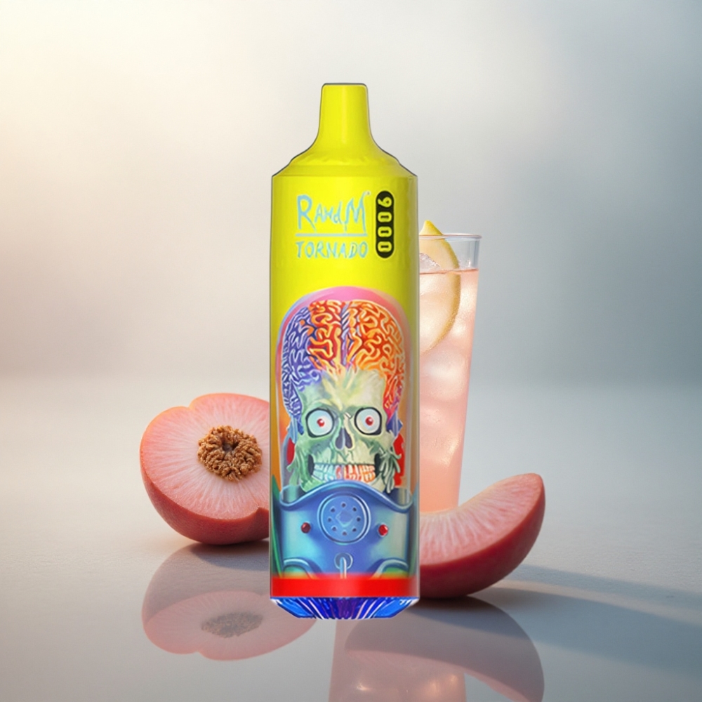 RandM Fumot Tornado 9000 Puffs ليمونادة وردية بشاشة RGB وشبكة مياش 18 مل