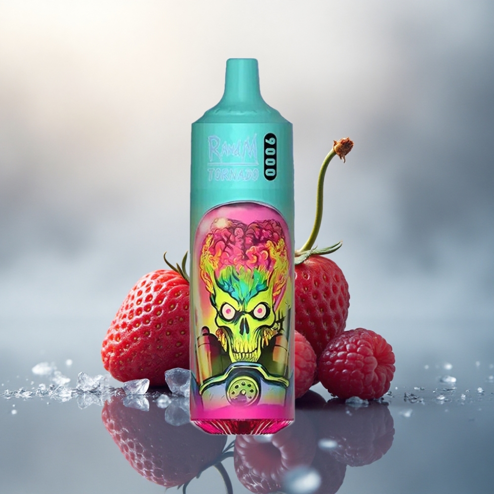 RandM Fumot Tornado 9000 Puffs توت بري كرز مثلج بشاشة RGB ومللي 18