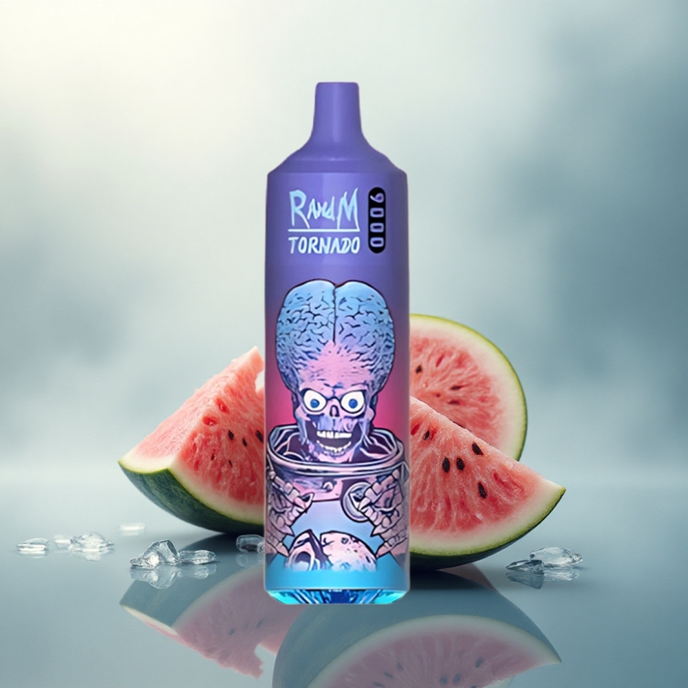 RandM Fumot Tornado 9000 Puffs بطيخ براز الجليد مع شاشة RGB وبطارية 850 مللي أمبير