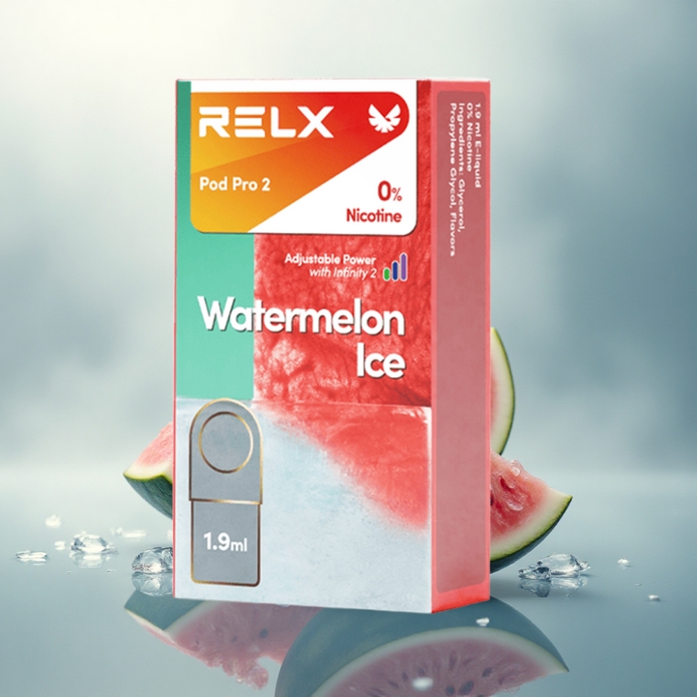 Relx Pod Pro 2 Vape Device بطيخ مثلج 0 ملغ/مل سعة 1.9 مل 3 أوضاع ضبط 5.5 واط 6.5 واط 8 واط