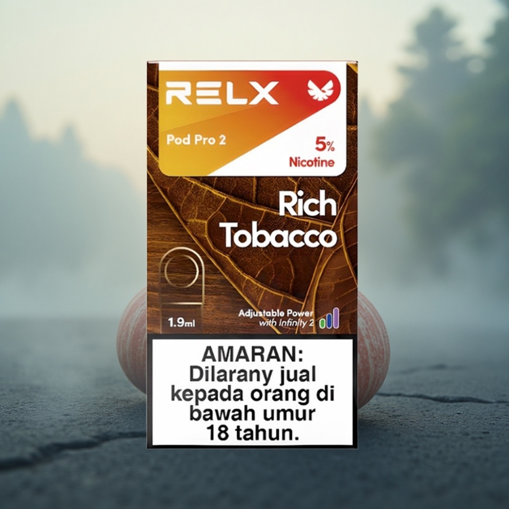 Relx Pod Pro 2 Vape Device التبغ الغني 50 ملغ/مل نيكوتين، 1.9 مل سعة، 3 أوضاع للجهد: Eco (5.5W)، Smooth (6.5W)، Boost (8W)
