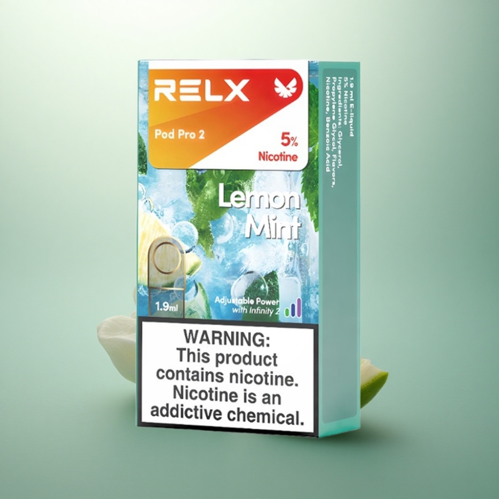 Relx Pod Pro 2 Vape Device نعناع ليمون 50 ملغ/مل نيكوتين، 1.9 مل، 3 مستويات ضبط جهد