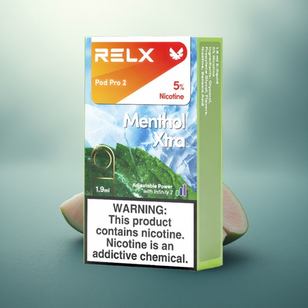 Relx Pod Pro 2 Vape Device منتول إكسترا 50 ملغم/مل (سعة 1.9 مل، 600 نفخة، 3 أوضاع: 5.5 واط، 6.5 واط، 8 واط)